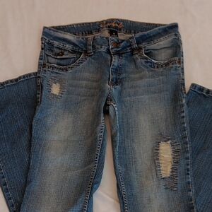 South Pole Light Blue Distressed Women's Flare Jeans